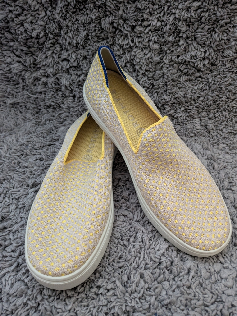 EUC Rothy's The Original Slip-On Sneaker in the Yellow Honeycomb